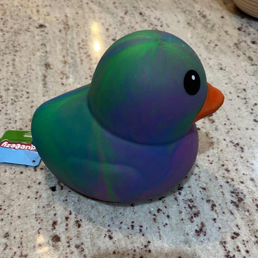 Purple & Green Plush Rubber Duck Toy with Orange Beak - Picture 12 of 12